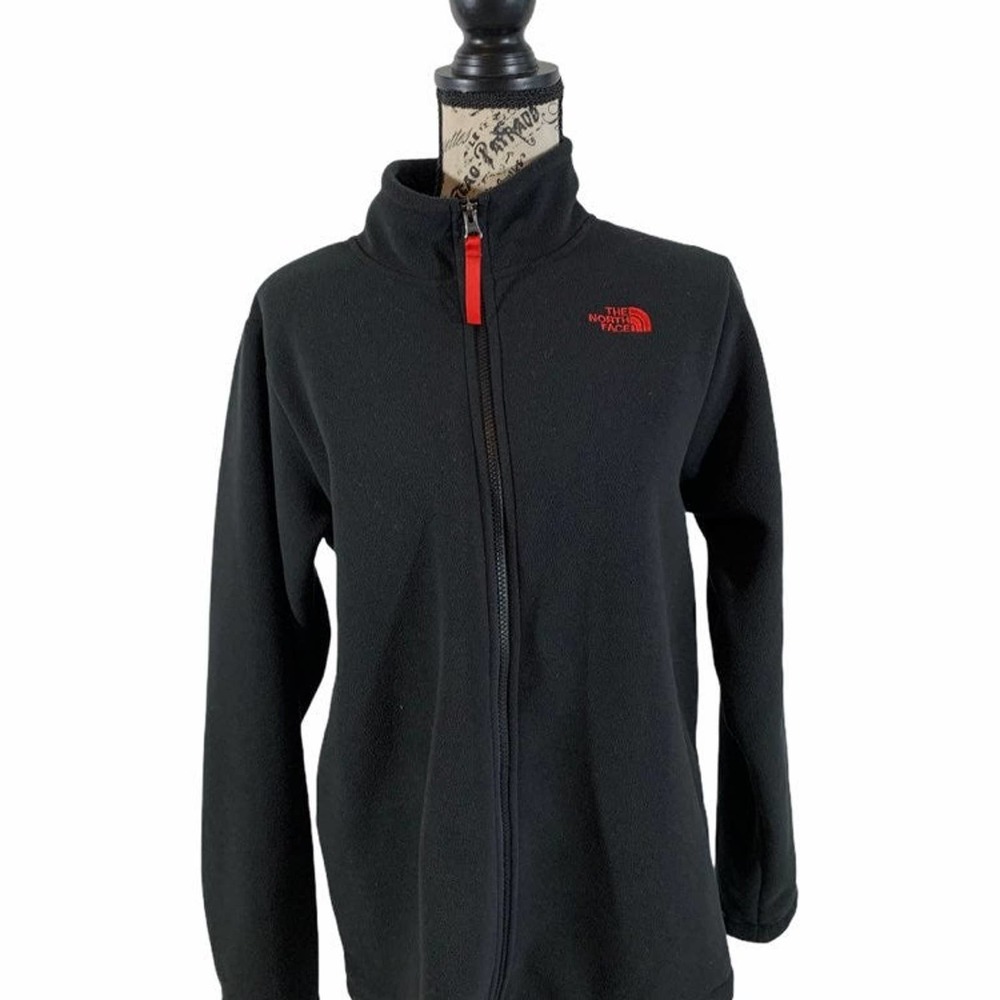 The North Face Black Jacket Full Zip Red Logo Boys Youth Size Extra Large Unisex